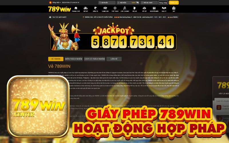 Giấy phép hoạt động hợp pháp 789WIN
